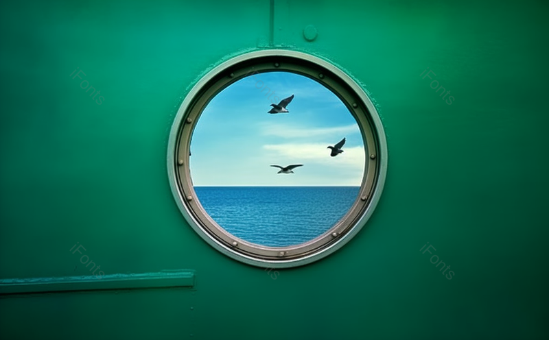 蓝色大海上船舷圆形窗外的海鸥摄影图,高清,摄影图,摄影图片,图片大全,摄影图免费下载